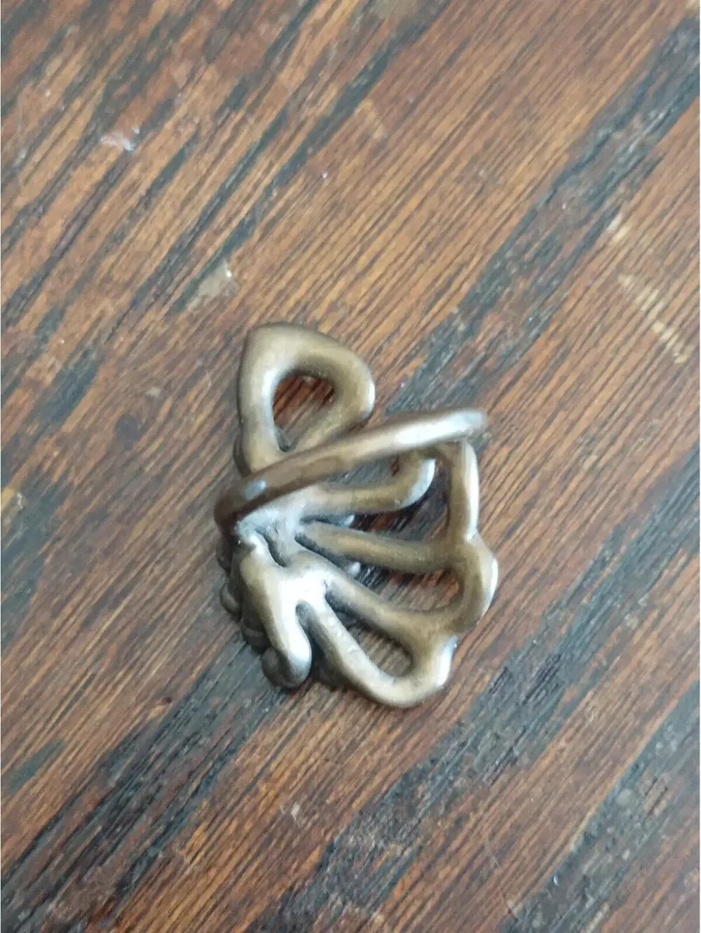 Vintage Mid Century Modern Modernist Brutalist Abstract Bronze Ring‎ Size 5